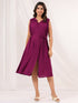 Janasya Women's Wine Rayon Solid A line Dress